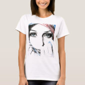 Girl-Portrait Hübsche Augen Wasserfarbene Malkunst T-Shirt (Vorderseite)