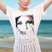 Girl-Portrait Hübsche Augen Wasserfarbene Malkunst T-Shirt