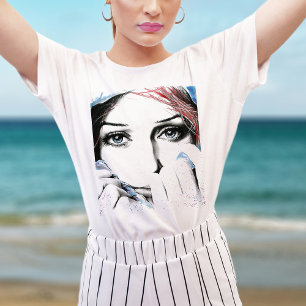 Girl-Portrait Hübsche Augen Wasserfarbene Malkunst T-Shirt