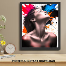 Girl-Portrait in Grau Elegance und Farbexplosion