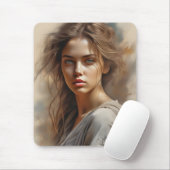 Girl Portrait ist eine Bleistiftskizze einer Frau. Mousepad (Mit Mouse)
