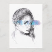 Girl portrait pencil drawing art postkarte (Vorderseite)