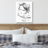 Girl-Portrait Zeichnend Art Geometric Circles Line Leinwanddruck (Insitu (Schlafzimmer))