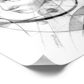 Girl-Portrait Zeichnend Art Geometric Circles Line Poster (Ecke)