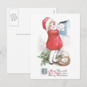 Girl Posting Letters Vintage Weihnachten (Vorne/Hinten)