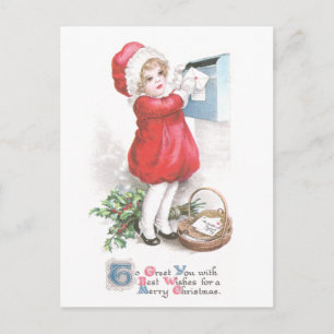 Girl Posting Letters Vintage Weihnachten