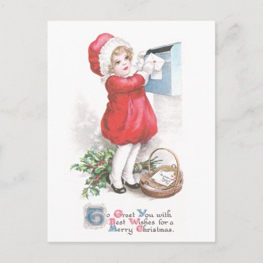 Girl Posting Letters Vintage Weihnachten (Vorderseite)
