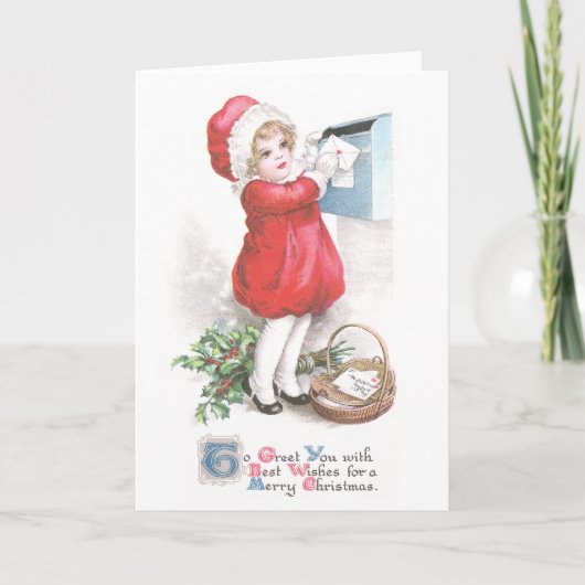 Girl Posting Letters Vintage Weihnachten (Vorderseite)