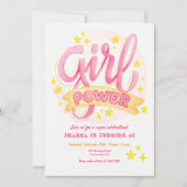 Girl Power Birthday Party Einladung (Vorderseite)