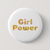 Girl-Power Blumenbriefe in Senfgelb Button (Vorderseite)