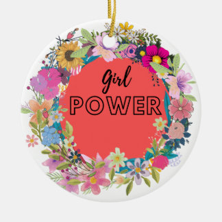 Girl-Power-Blumendesign Keramik Ornament