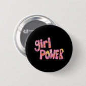 Girl Power Blumenmuster Lettern 92 Button (Vorne & Hinten)