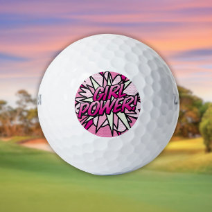 GIRL POWER Comic Book Spaß Modern Pink Golfball