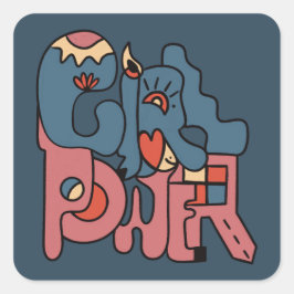 Girl Power Dark Version Quadratischer Aufkleber