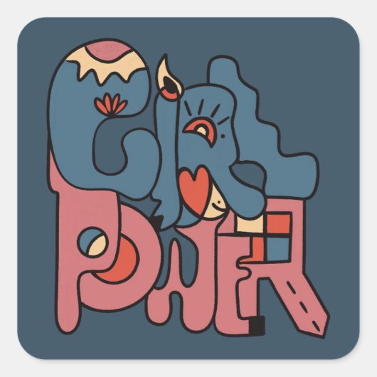 Girl Power Dark Version Quadratischer Aufkleber (Vorderseite)