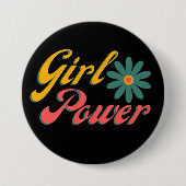 Girl-Power-farbiges Retro-Design Button (Vorderseite)