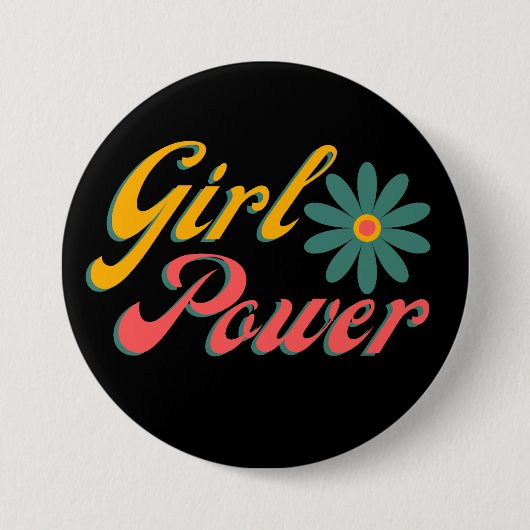 Girl-Power-farbiges Retro-Design Button (Vorderseite)
