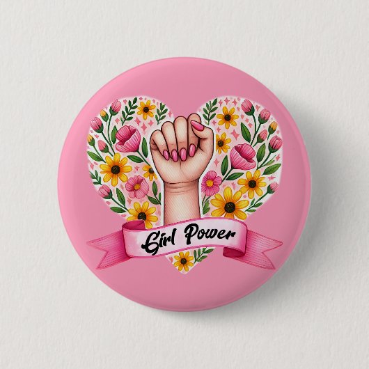 Girl Power Feminist Button (Vorderseite)