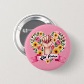 Girl Power Feminist Button (Vorne & Hinten)