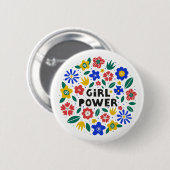 Girl Power Feminist Equality Button (Vorne & Hinten)