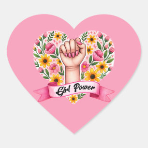 Girl Power Feminist Herz-Aufkleber