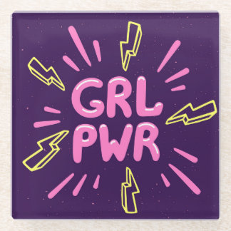 Girl Power feministischer Slogan, violetter Hinter Glasuntersetzer
