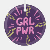 Girl Power feministischer Slogan, violetter Hinter Ornament Aus Glas (Vorderseite)