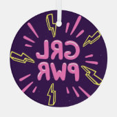Girl Power feministischer Slogan, violetter Hinter Ornament Aus Glas (Rückseite)
