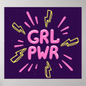 Girl Power feministischer Slogan, violetter Hinter Poster (Vorne)