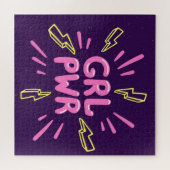 Girl Power feministischer Slogan, violetter Hinter Puzzle (Horizontal)