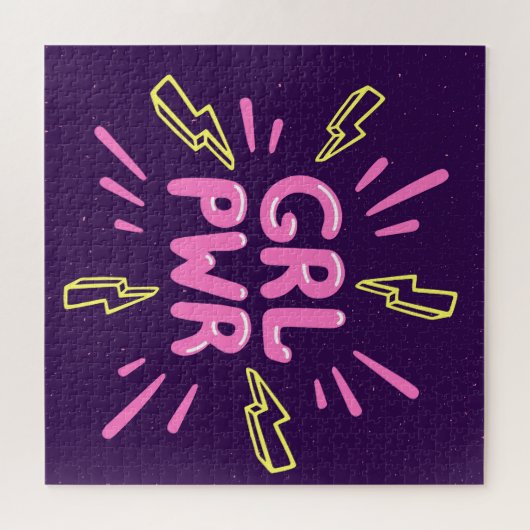 Girl Power feministischer Slogan, violetter Hinter Puzzle (Horizontal)