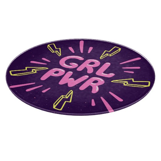 Girl Power feministischer Slogan, violetter Hinter Schneidebrett (Ecke)
