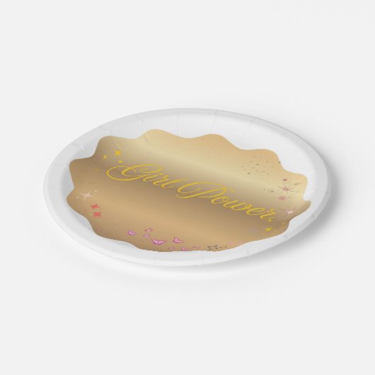 Girl-Power-Form Pappteller (Schrägansicht)