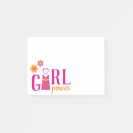 Girl-Power fuchsia rosa, blühendes kariertes Kleid Post-it Klebezettel