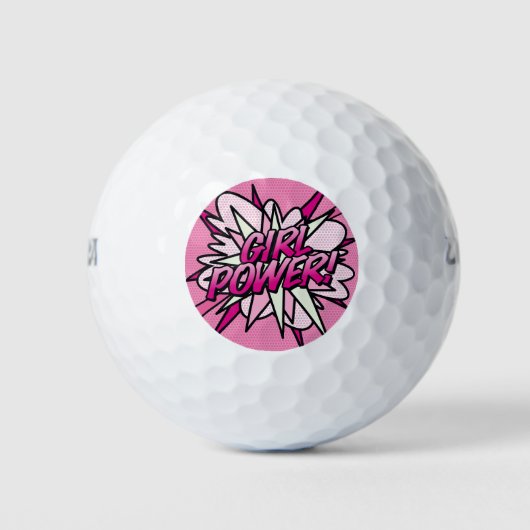 GIRL POWER Fun Retro Comic Buch Rosa Golfball (Vorderseite)