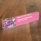 GIRL POWER Fun Retro Comic Buch Rosa Namensplakette (Seite)