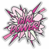 GIRL POWER Fun Retro Comic Pop Kunst Aufkleber (Vorderseite)