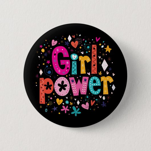 Girl Power Glossy Black Button (Vorderseite)
