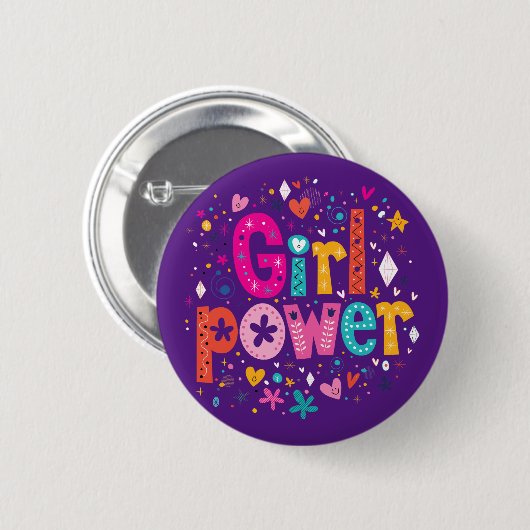 Girl Power Glossy Lila Button (Vorne & Hinten)