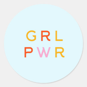 Girl-Power   GRL PWR   Moderner Feminist   Minimal Runder Aufkleber