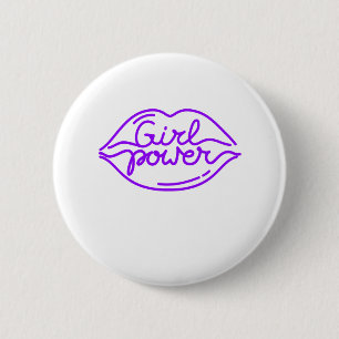 Girl Power Kiss Cool Woman Feminist Movement Button