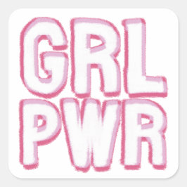 Girl Power Lettering Quadratischer Aufkleber