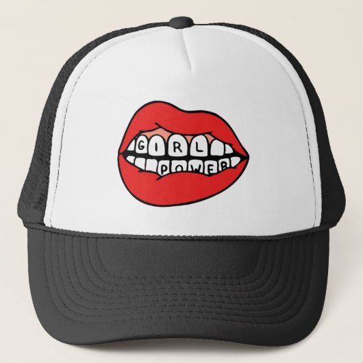 Girl Power Lips Truckerkappe (Vorderseite)