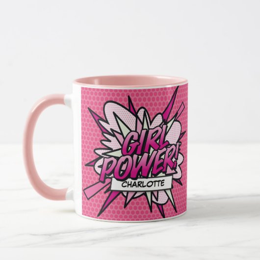 GIRL POWER Name Fun Retro Comic Pop Kunst Tasse (Links)
