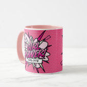 GIRL POWER Name Fun Retro Comic Pop Kunst Tasse (Vorderseite Links)