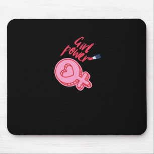 Girl Power Pink Feminist Sticker Mousepad