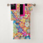 Girl-Power | Pink Girly Beautiful Wildblume Frauen Badhandtuch Set (Insitu)