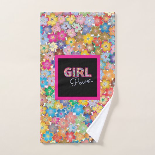 Girl-Power | Pink Girly Beautiful Wildblume Frauen Badhandtuch Set (Handtuch)