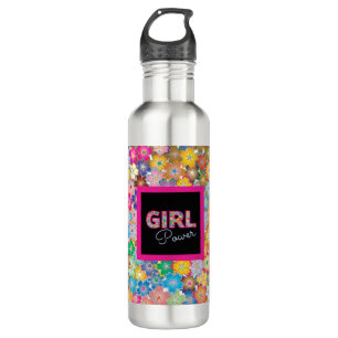 Girl-Power Pink Girly Beautiful Wildblume Frauen Edelstahlflasche