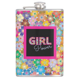 Girl-Power | Pink Girly Beautiful Wildblume Frauen Flachmann